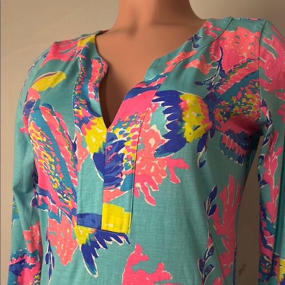 Lilly Pulitzer RIVA DRESS Shorely Blue Sandstorm FISH SEALIFE Sz S - Picture 8 of 15